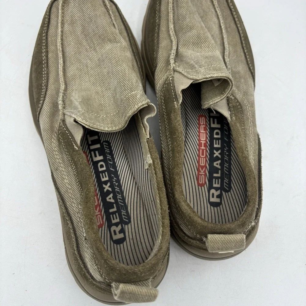 Skechers‎ Boat Shoes Mens Size 9 Melvin 63820 Taupe Brown Relaxed Fit Slip On